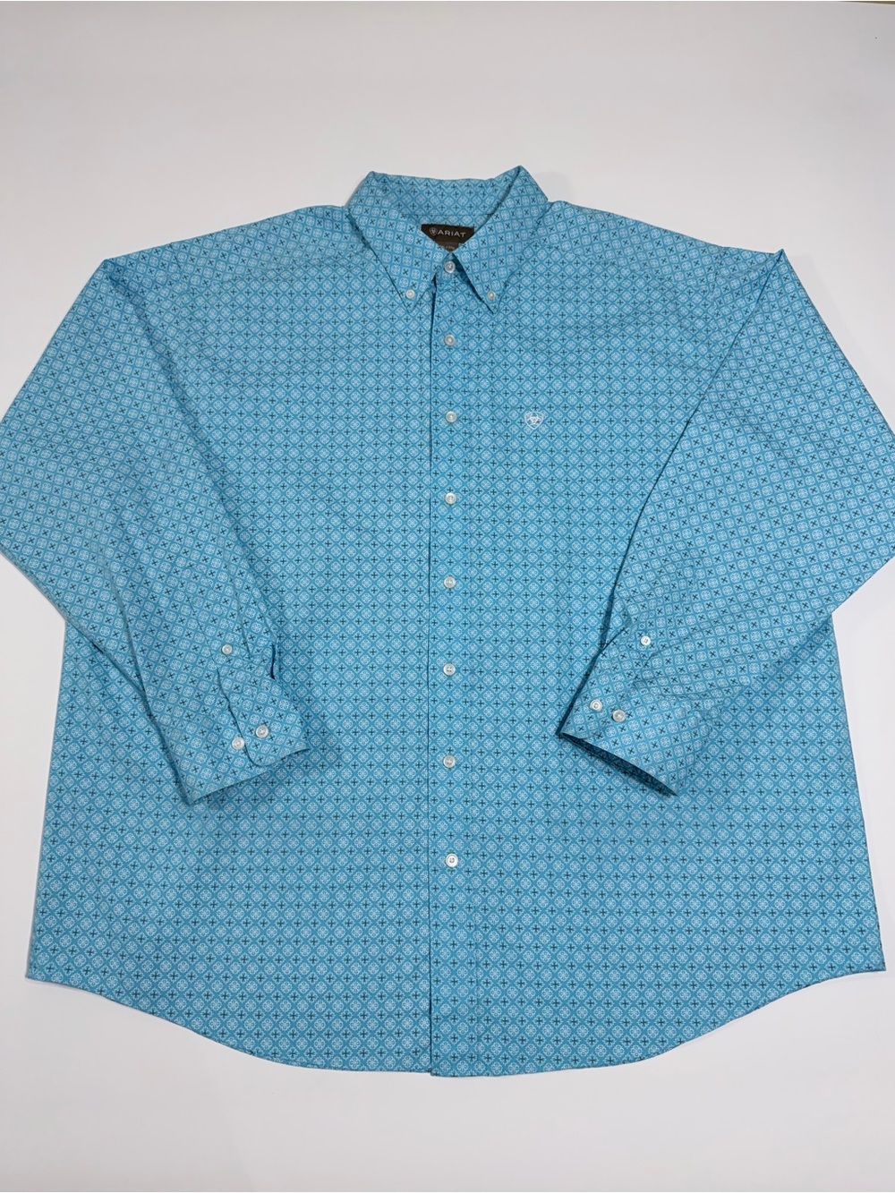 Ariat Sutton Teal Geometric Western Shirt XXL